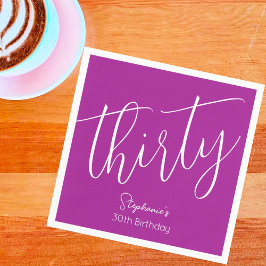 Guardanapo De Papel Aniversário de 30 anos Rosa Escuro de Script Simpl