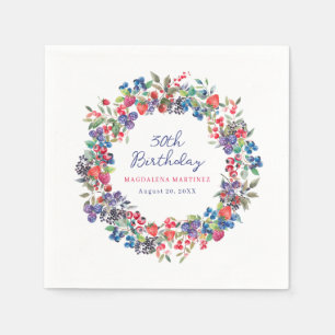 Guardanapo De Papel Aniversário de 30 anos Rustic Boho Berry Summer