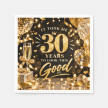 Aniversário de 30 anos tema Preto e Dourado