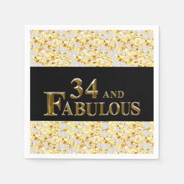 Guardanapo De Papel Aniversário de 34 anos (Frente)