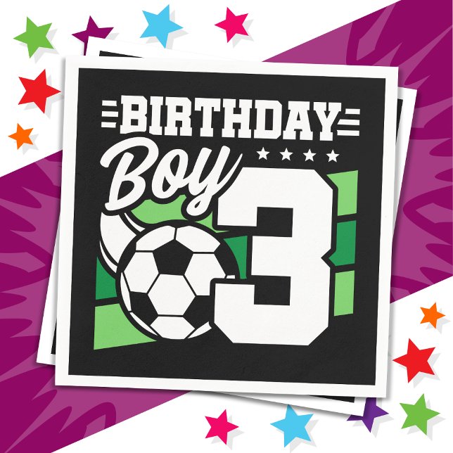 Guardanapo De Papel aniversário de 3 anos de 3 anos de futebol (Criador carregado)