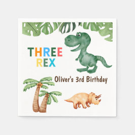 Guardanapo De Papel Aniversário de 3 anos de três rex