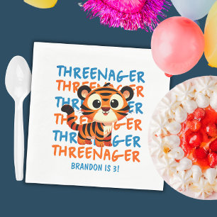 Guardanapo De Papel Aniversário de 3 anos do Threenager Tiger Boy