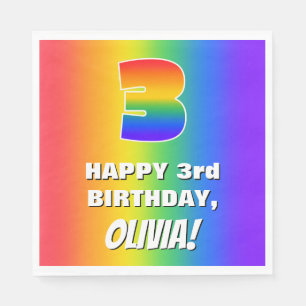 Guardanapo De Papel aniversário de 3 anos: Padrão Divertido e colori