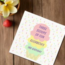 Guardanapo De Papel aniversário de 3 anos sorvete