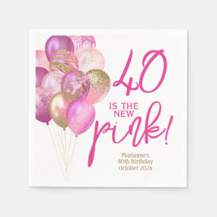 Guardanapo De Papel aniversário de 40 anos 40 é o novo partido rosa