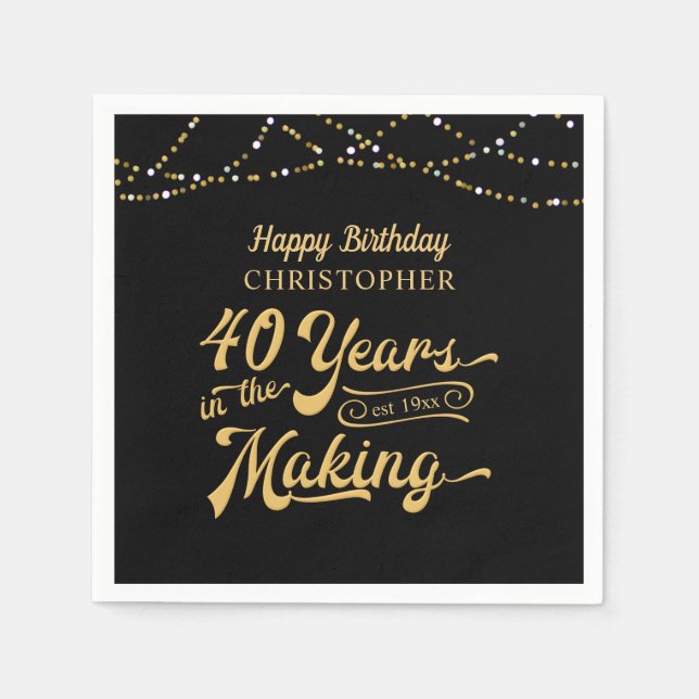 Guardanapo De Papel aniversário de 40 anos ANO NO FAZER Feliz Aniversá (Frente)