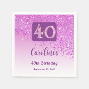 Guardanapo De Papel aniversário de 40 anos Bonito Coletor Rosa Napkins