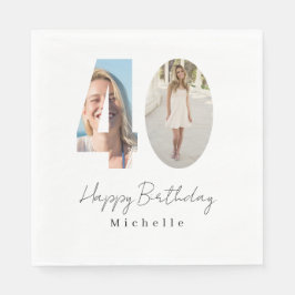 Guardanapo De Papel Aniversário de 40 anos com foto personalizada