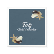 Aniversário de 40 anos costeira minimalista azul e