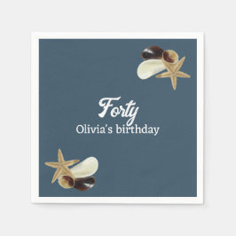 Guardanapo De Papel Aniversário de 40 anos costeira minimalista azul e