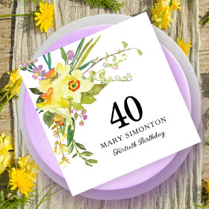 Guardanapo De Papel Aniversário de 40 anos de Daffodilo Amarelo Russo