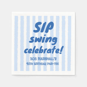 Guardanapo De Papel Aniversário de 40 anos de Golfe Tipografia Azul Ou