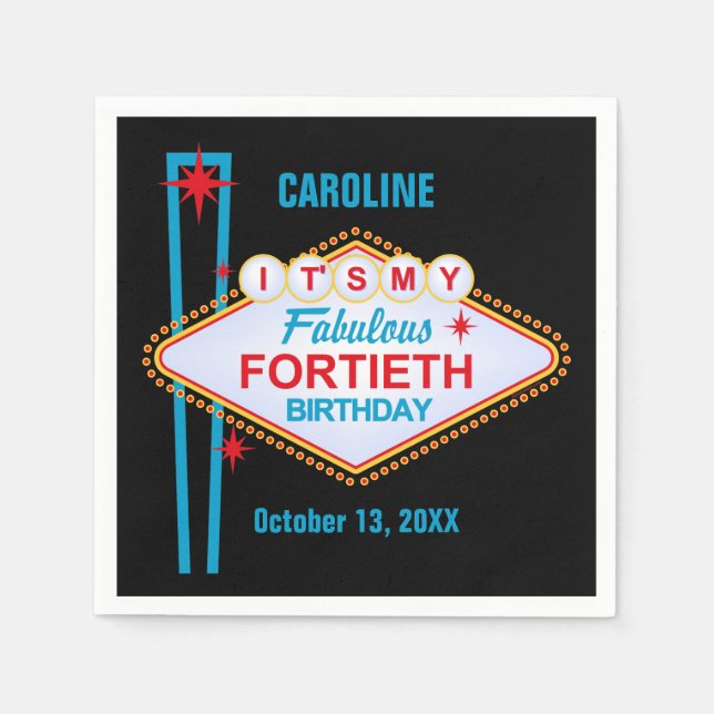 Guardanapo De Papel Aniversário de 40 anos de Las Vegas (Frente)