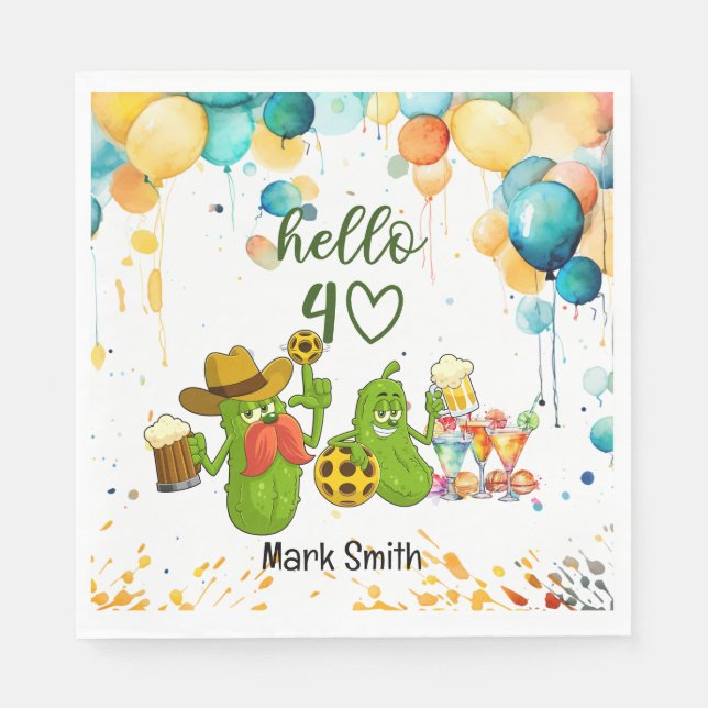 Guardanapo De Papel Aniversário de 40 anos de picleball (Frente)