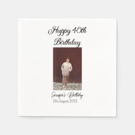 Guardanapo De Papel Aniversário de 40 anos feliz, simples e simples