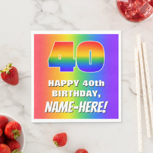 Guardanapo De Papel aniversário de 40 anos: Padrão Divertido e color