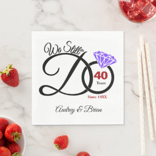 Guardanapo De Papel Aniversário de 40 anos Personalizado
