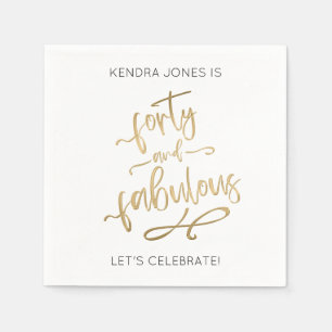 Guardanapo De Papel aniversário de 40 anos Personalizado Dourado, Nap