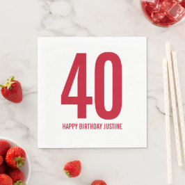 Guardanapo De Papel Aniversário de 40 anos personalizado Napkins