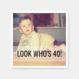Guardanapo De Papel aniversário de 40 anos Personalizar Foto Napkins