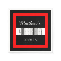 aniversário de 40 anos preto com quadro vermelho p