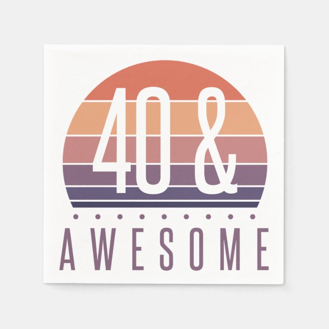 Guardanapo De Papel aniversário de 40 anos Retro Sunset (Frente)