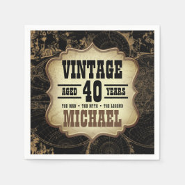 Guardanapo De Papel aniversário de 40 anos Vintage Theme Festa de aniv