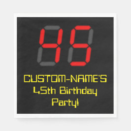 Guardanapo De Papel Aniversário de 45 anos: Estilo Relógio Digital Ver