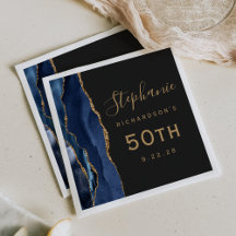 Aniversário de 50 anos Azul Naval Ágata Dourado Es