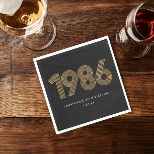 Guardanapo De Papel Aniversário de 50 anos Branco Dourado 1986
