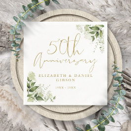 Guardanapo De Papel Aniversário de 50 anos de Casamento Folhagem Doura