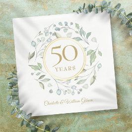Guardanapo De Papel Aniversário de 50 anos de Casamento Golden Laurel 