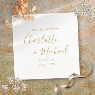 Guardanapo De Papel Aniversário de 50 anos de Casamento Golden Signatu
