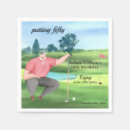 Guardanapo De Papel Aniversário de 50 anos de golfe Putting Fifty