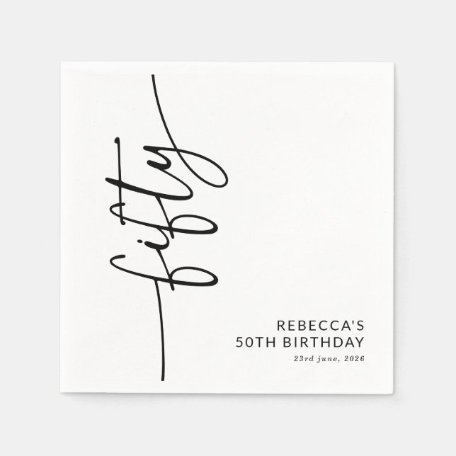 Guardanapo De Papel Aniversário de 50 anos Elegant Script Fifty (Frente)