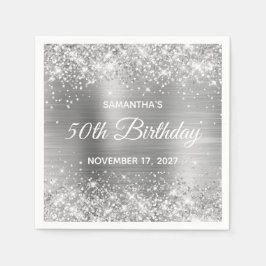 Guardanapo De Papel Aniversário de 50 anos em Glittery Silver Foil