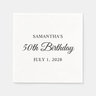 Guardanapo De Papel Aniversário de 50 anos em letra cursiva elegante