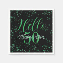 Aniversário de 50 anos Preto e Verde Elegante Pers