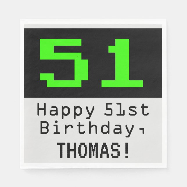 Guardanapo De Papel Aniversário de 51ruas - Estilo Nerdy / Geeky "51"  (Frente)