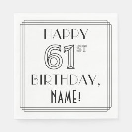 Guardanapo De Papel ANIVERSÁRIO DE 61 RUAS; Estilo de Deco de Arte; No