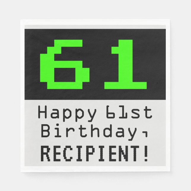 Guardanapo De Papel Aniversário de 61ruas - Estilo Nerdy / Geeky "61"  (Frente)