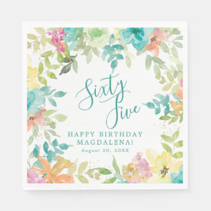 Guardanapo De Papel Aniversário de 65 anos Verão Aquarela Floral Perso