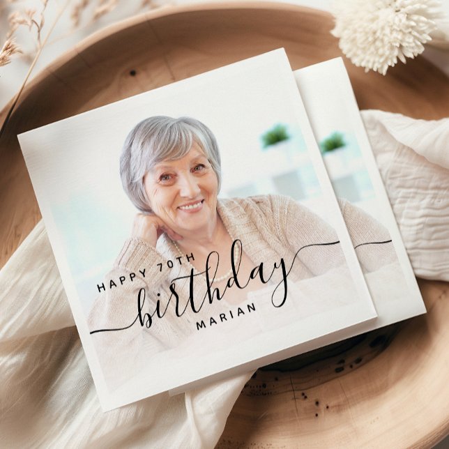 Guardanapo De Papel Aniversário de 70 anos com Foto Personalizada em L (Criador carregado)