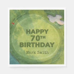 Guardanapo De Papel Aniversário de 70 anos de golfista no green de tre