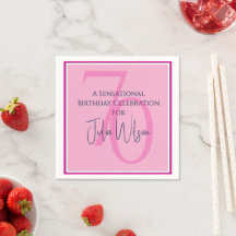 Aniversário de 70 anos Elegante Rosa e Azul-marinh