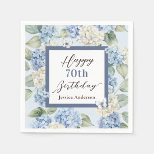 Guardanapo De Papel Aniversário de 70 anos em Aquarela de Hortênsia Az