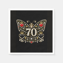 Guardanapo De Papel aniversário de 70 anos enfeitado com diamantes bor