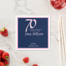 Aniversário de 70 anos Moderno Elegante Rosa e Azu