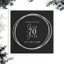 Aniversário de 70 anos Preto Prata Cheers 70 Anos 